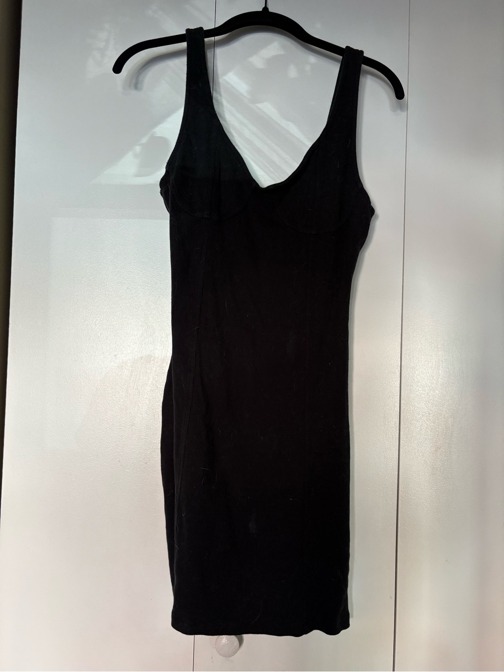 aerie Black Ribbed Knit Mini Bodycon Dress